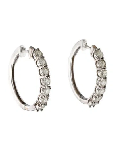 Pre-owned Effy Jewelry Diamond Hoop Earrings In Multi