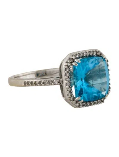 Pre-owned Effy Jewelry Topaz & Diamond Cocktail Ring In Multi