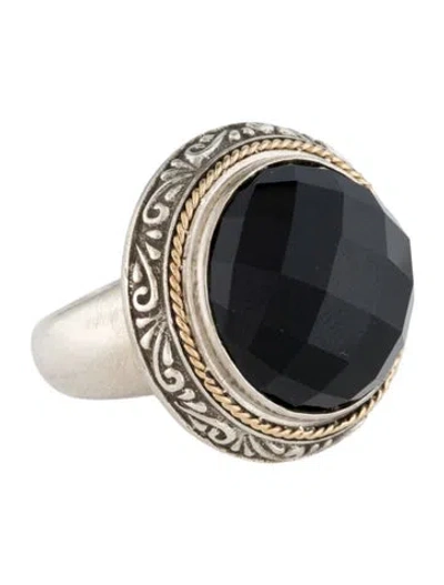 Pre-owned Effy Jewelry Two-tone Onyx Cocktail Ring In Multi