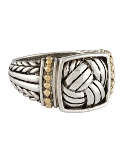 Pre-owned Effy Jewelry Two-tone Woven Frame Ring In Multi
