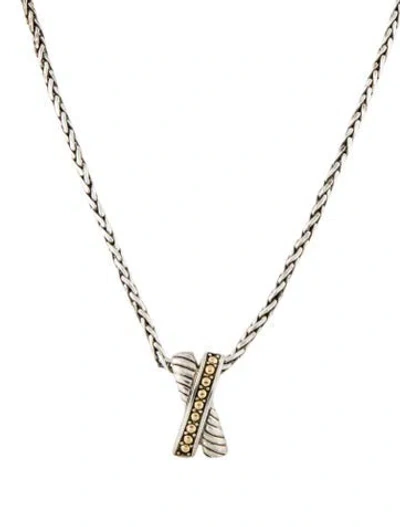 Pre-owned Effy Jewelry Two-tone X Slide Pendant Necklace, 18" In Multi