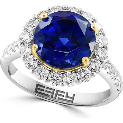 Effy Lab Created Sapphire & Diamond Ring In Blue