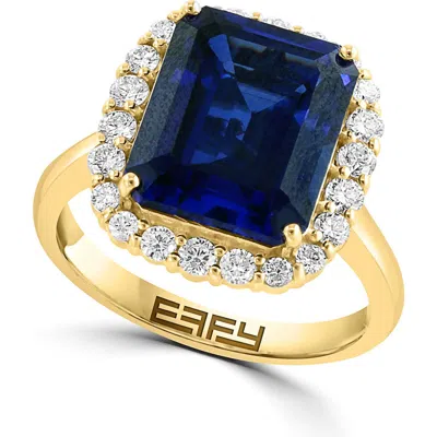 Effy Lab Created Sapphire & Diamond Ring In Blue