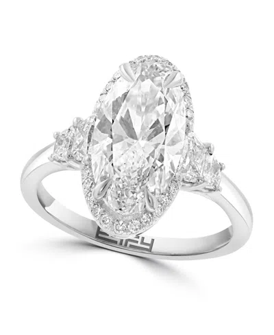 Effy Lab Grown Diamond Oval (3-7/8 Ct. T.w.) Ring In 14k White Gold In Silver