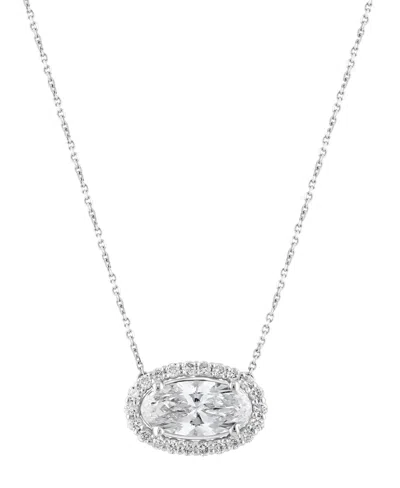 Effy Lab Grown Diamond Oval Halo Pendant (2-3/8 Ct. T.w.) In 14k White Gold In Silver