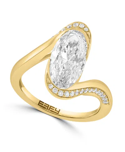 Effy Lab Grown Diamond Oval Ring (2-5/8 Ct. T.w.) In 14k Yellow Gold In Multi