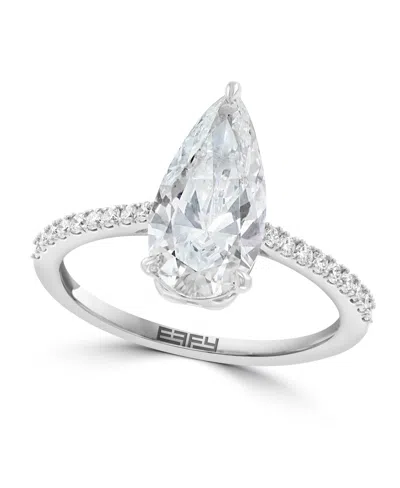 Effy Lab Grown Diamond Pear Ring (2-1/10 Ct. T.w.) In 14k White Gold In Silver