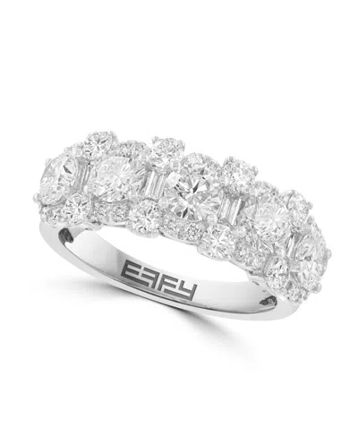 Effy Lab Grown Diamond Round And Baguette Ring (2-3/8 Ct. T.w.) In 14k White Gold In Silver