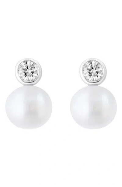 Effy Lab-grown Diamond & Freshwater Pearl Drop Earrings In White