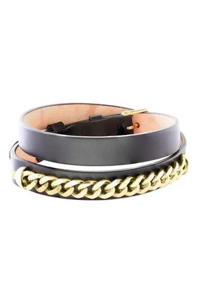 Effy Leather & Chain Bracelet In Black