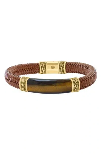 Effy Leather & Tiger Eye Bracelet In Brown