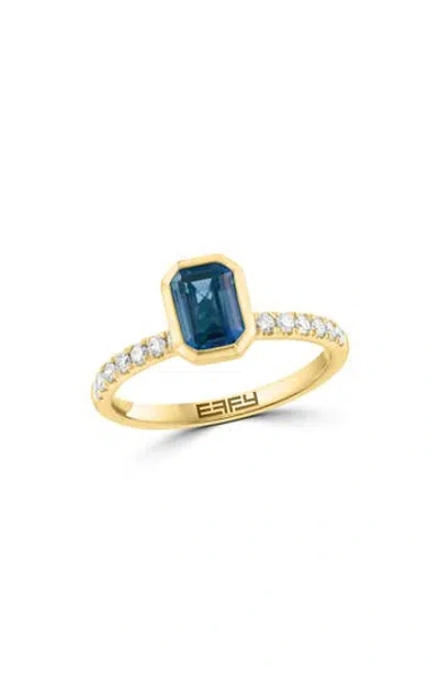 Effy London Blue Topaz & Diamond Ring In Gold