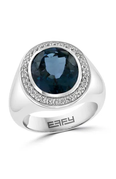Effy London Blue Topaz & White Topaz Halo Ring In Sterling Silver In Multi