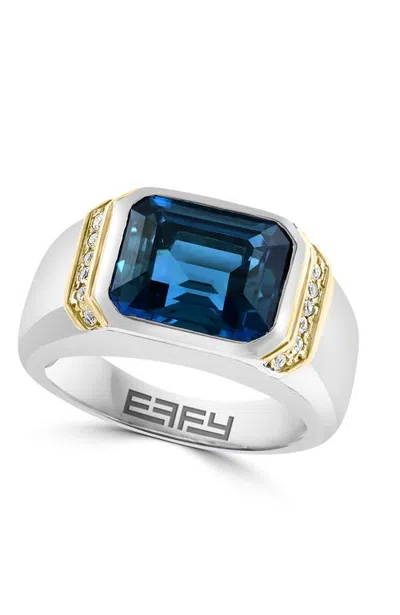 Effy London Blue Topaz & White Topaz Statement Ring In Sterling Silver In Metallic