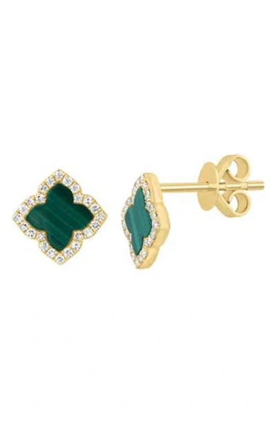 Effy Malachite & Diamond Clover Earrings In Green