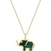 Effy Malachite & Diamond Elephant Pendant Necklace In Green