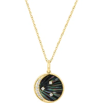 Effy Malachite & Diamond Moon Pendant Necklace In Gold