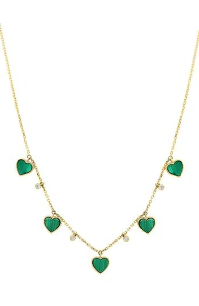 Effy Malachite Heart & Diamond Charm Necklace In Green