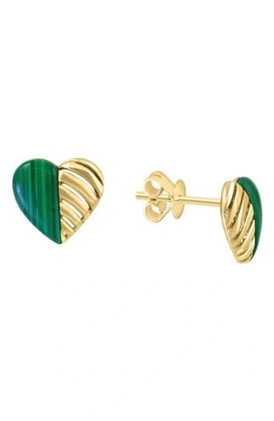 Effy Malachite Heart Stud Earrings In Green