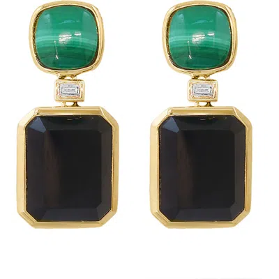 Effy Malachite, Onyx & Diamond Drop Earrings In Gold