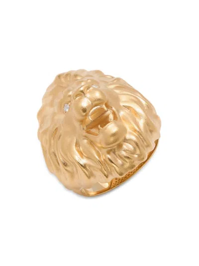 Effy Men's 14k Goldplated Sterling Silver & 0.03 Tcw Diamond Lion Head Ring In Yellow Gold