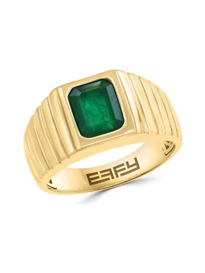 Effy Men's 14k Goldplated Sterling Silver & 2.28 Tcw Emerald Ring In Yellow Gold