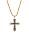 EFFY MEN'S 14K GOLDPLATED STERLING SILVER & BLACK SPINEL CROSS PENDANT NECKLACE