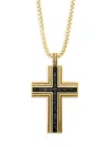 Effy Men's 14k Goldplated Sterling Silver & Black Spinel Cross Pendant Necklace In Black