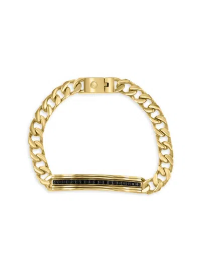 Effy Men's 14k Goldplated Sterling Silver & Black Spinel Link Chain Bracelet