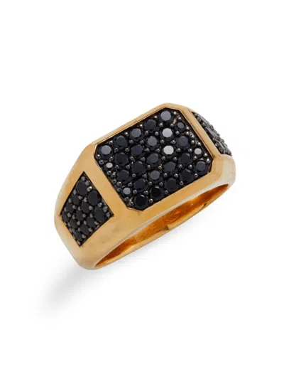 Effy Men's 14k Goldplated Sterling Silver & Black Spinel Signet Ring