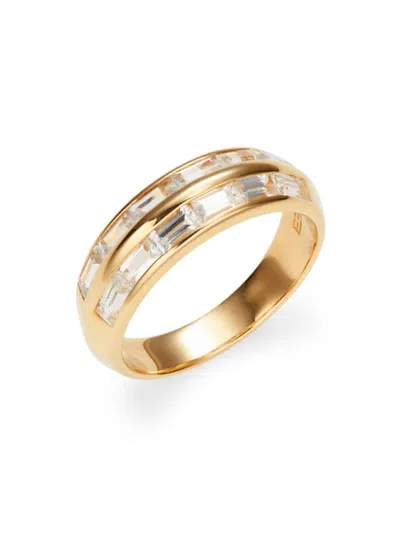 Effy Men's 14k Goldplated Sterling Silver & White Sapphire Band Ring