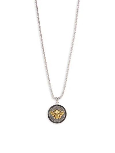 Effy Men's 14k Goldplated Sterling Silver, Sterling Silver & 0.46 Tcw Black Spinel Pendant Necklace