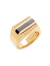 Effy Men's 14k Goldplated Sterling Silver, White Sapphire & Onyx Ring In Yellow Goldtone