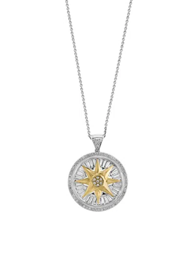 Effy Men's 14k Two Tone Gold & 0.31 Tcw Diamond Pendant Necklace/16" In White