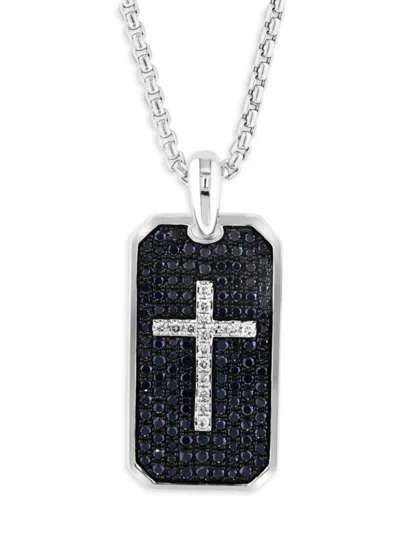 Effy Men's 14k White Gold & 1.1 Tcw Diamond Cross Pendant Necklace