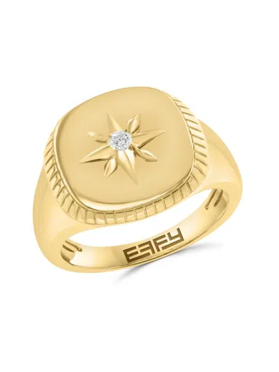 Effy Men's 14k Yellow Gold & 0.06 Tcw Diamond Ring