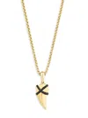 Effy Men's 14k Yellow Gold & 0.09 Tcw Black Diamond Horn Pendant Necklace In Black