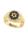 Effy Men's 14k Yellow Gold & 0.31 Tcw Black & White Diamond Ring In Black