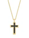 Effy Men's 14k Yellow Gold & 0.43 Tcw Black Diamond Cross Pendant Necklace In Gold