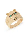 Effy Men's 14k Yellow Gold, Emerald & Diamond Panther Ring In Emerald
