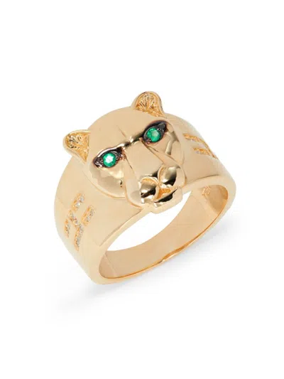 Effy Men's 14k Yellow Gold, Emerald & Diamond Panther Ring