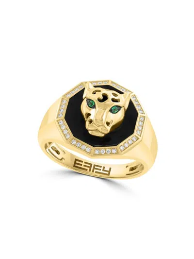 Effy Men's 14k Yellow Gold, Emerald, Black Agate & Diamond Ring