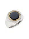 Effy Men's 14k Yellow Goldplated & Sterling Silver Onyx Signet Ring In Silver