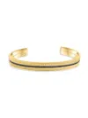 Effy Men's 14k Yellow Goldplated Silver Black Spinel Chevron Cuff In Yellow Goldtone