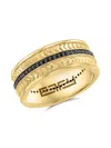 Effy Men's 14k Yellow Goldplated Silver Black Spinel Chevron Ring In Yellow Goldtone