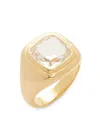 Effy Men's 14k Yellow Goldplated Sterling Silver White Topaz Signet Ring In Yellow Goldtone