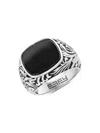 EFFY MEN'S 925 STERLING SILVER & ONYX RING