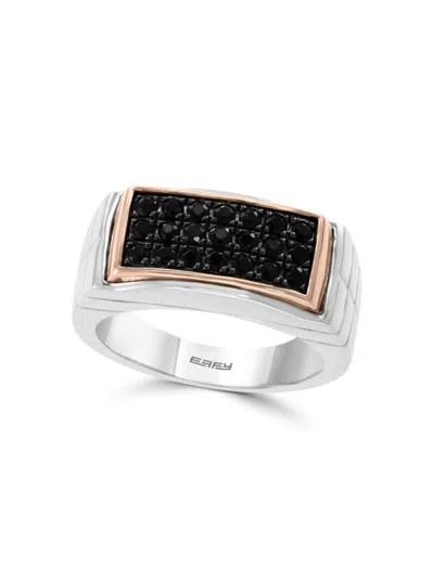 Effy Men's Sterling Silver, 14k Rose Gold & Sapphire Ring