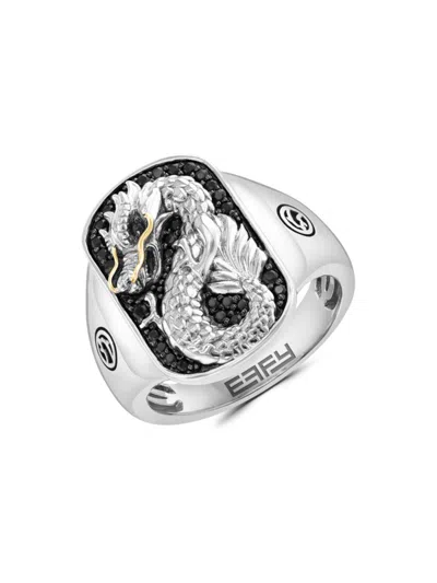 Effy Men's Sterling Silver, 14k Yellow Gold & Multi Stone Ring
