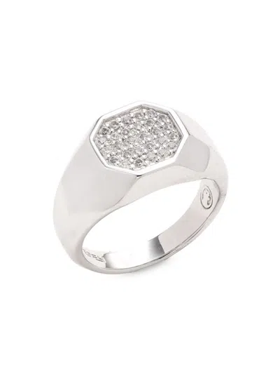 Effy Men's Sterling Silver & 0.56 Tcw White Sapphire Ring